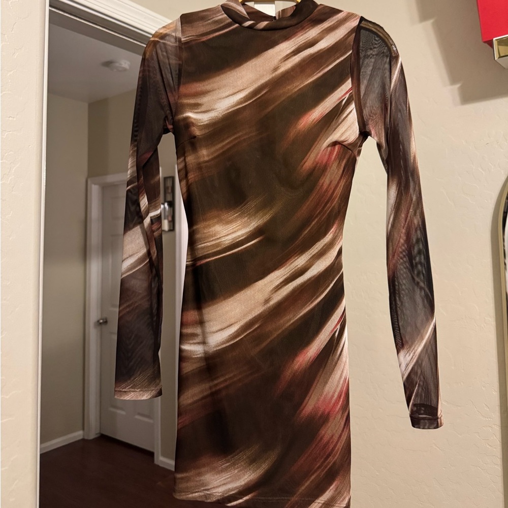 Elegant Brown Patterned Dress